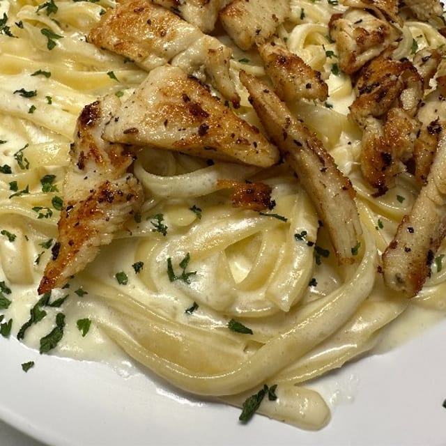 Fettuccine Chicken Alfredo.