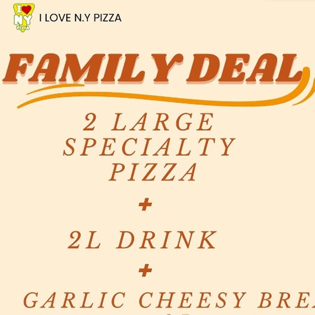 Family Deal (2L Pizzas, Cheesy Bread, 2 L Drink).