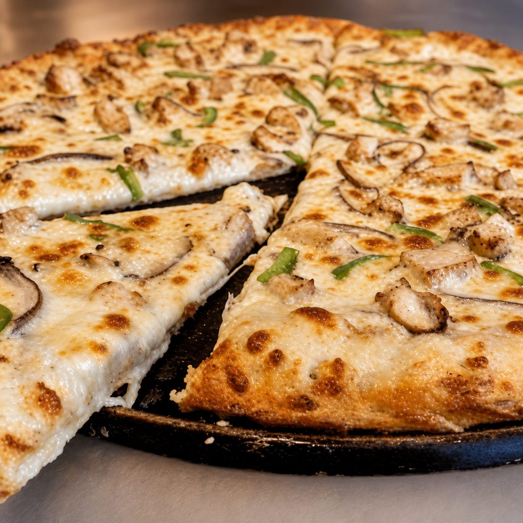 Alfredo Chicken Pizza.