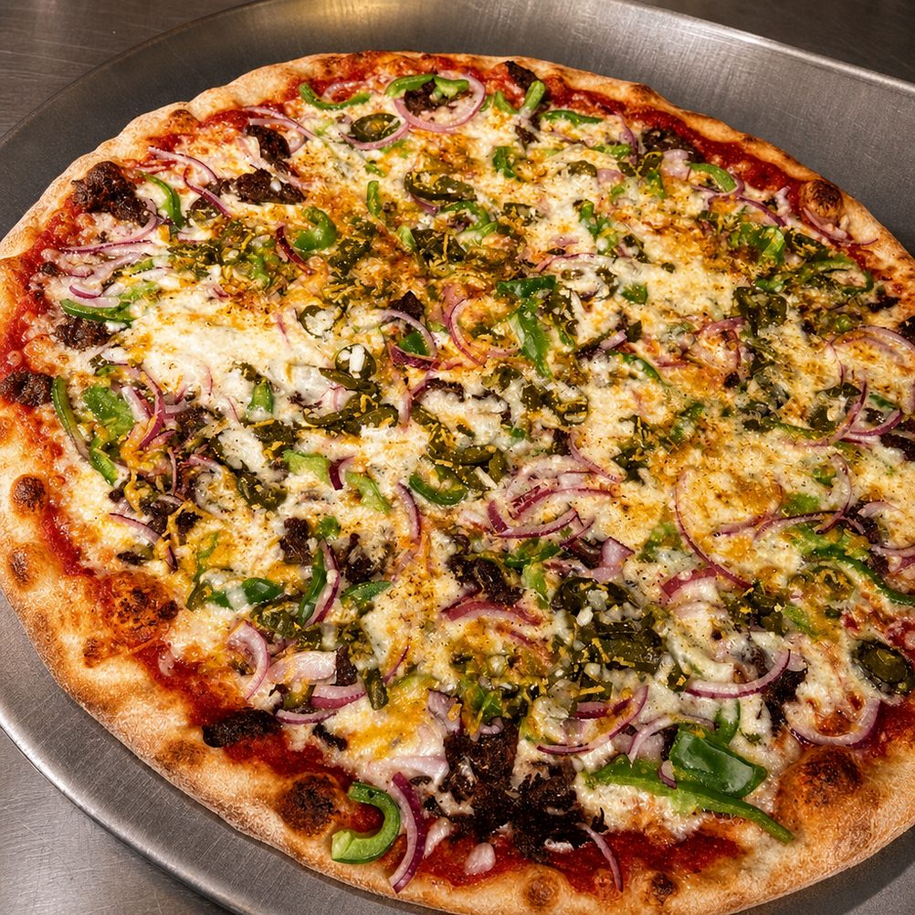 Beef (Steak) Taco Pizza.