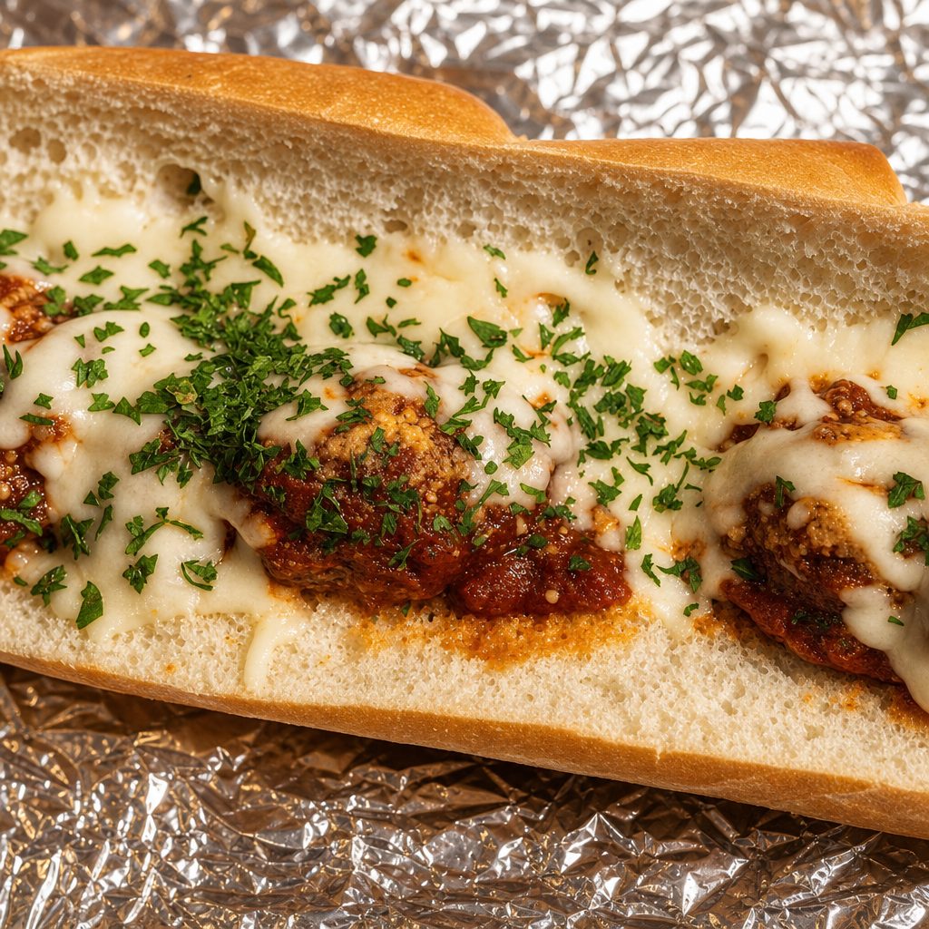 Meatball Parmigiana Sub.
