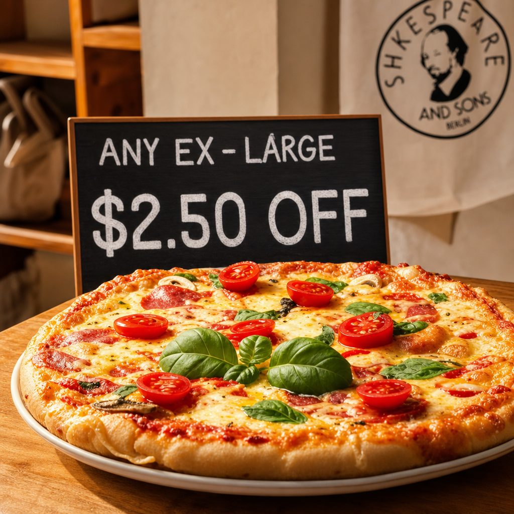 Get Any Extra Large Pizza for $2.50 Off.