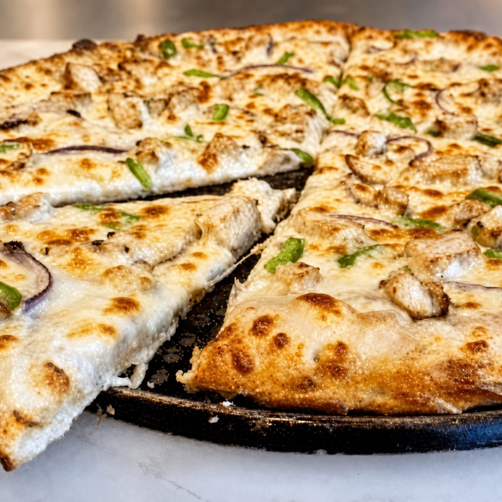 Alfredo Chicken Pizza.